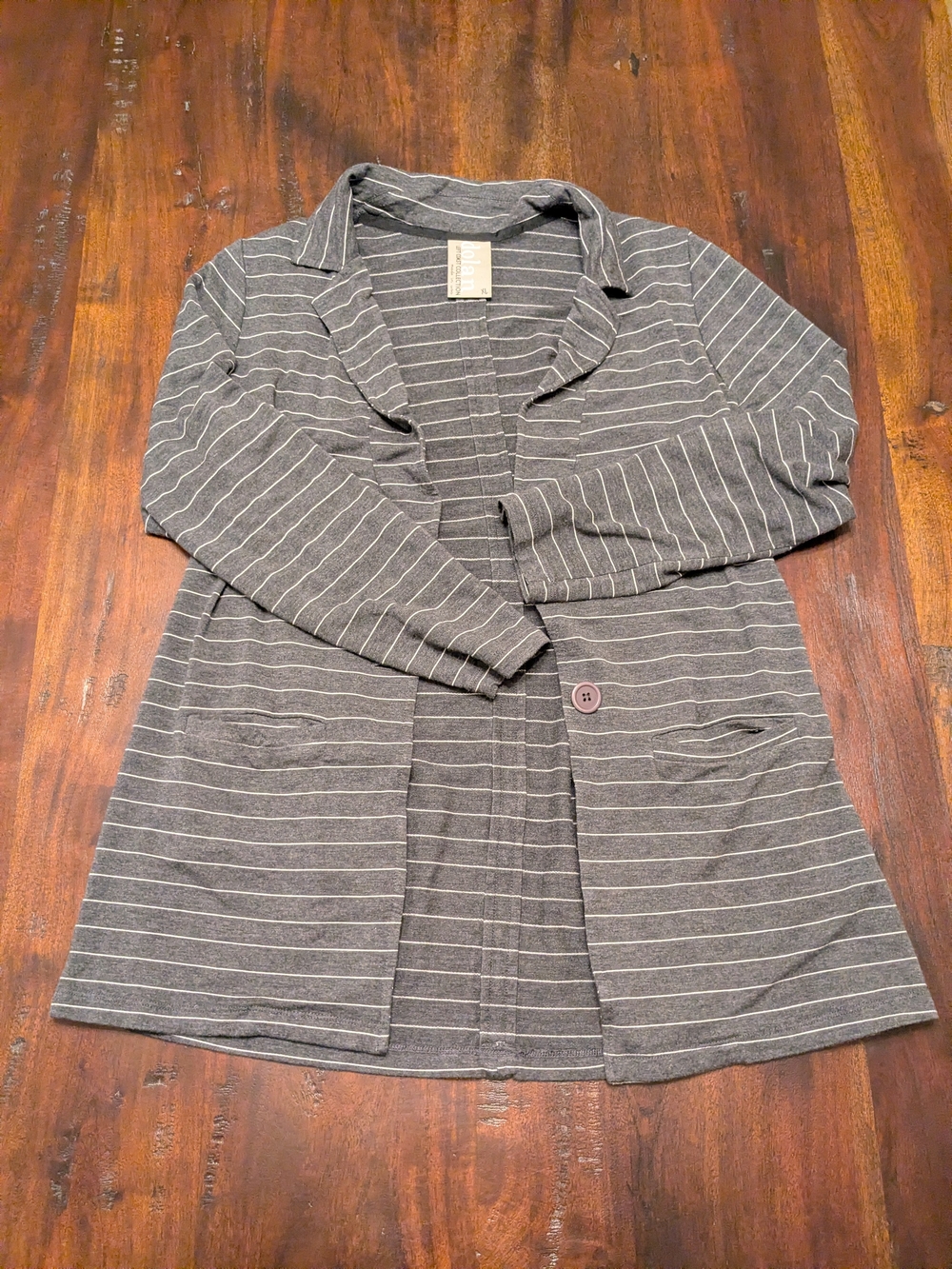 dolan Charcoal Gray Striped Open Cardigan